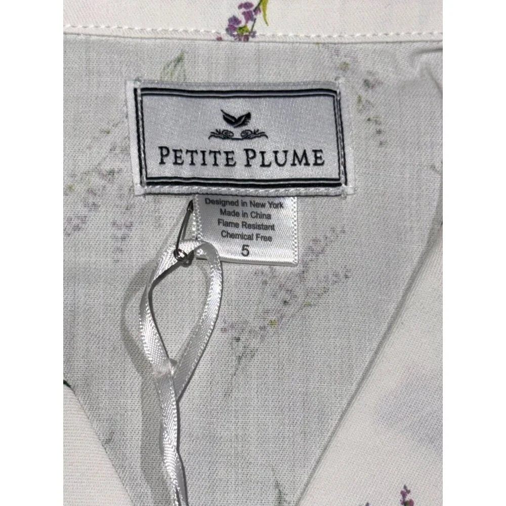 Petite Plume Girls Lavender Floral Pajama Set Cotton Long Sleeve Button-Down Top - Picture 7 of 14